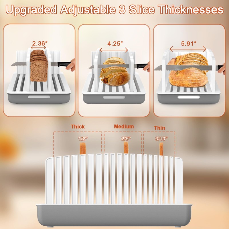 Bread Slicer for Homemade Bread: Adjustable Width and Thickness Bread Slicer ... gallery