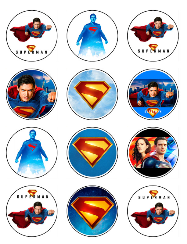 Superman Movie Edible Cupcake Toppers – Superhero Icing Image Decorations gallery