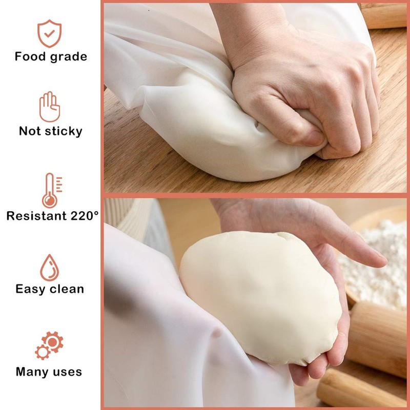 2PC Silicone Kneading Dough Bag Food Grade Non Stick Mixer for Bread Pastry gallery
