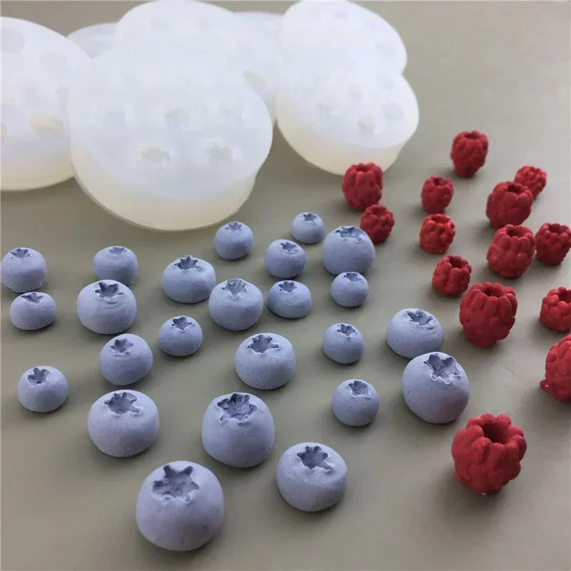 3D Blueberry Raspberry Candle Mold Simulation Fruit Fondant Silicone Mould gallery
