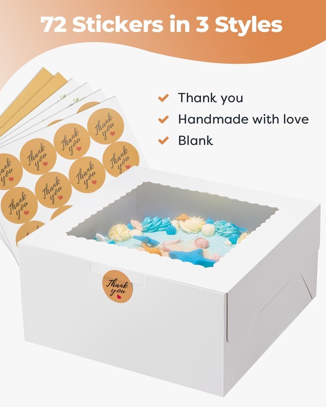 24 Pack Cake Boxes w/ Window for Cakes Chocolates Cookies Dessert, 10x10x5 Inch gallery