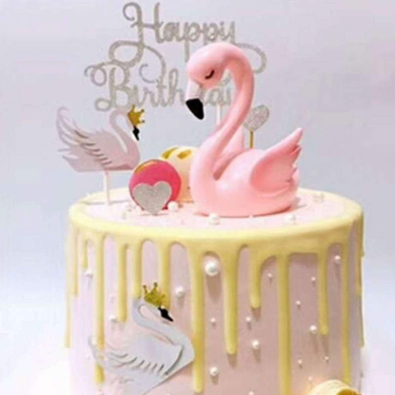 2 Pcs Cake Topper Decorations Flamingo Party Favors Bird Ornament gallery