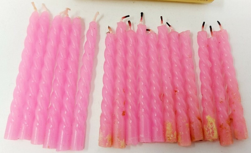 VTG Party Time Dripless Pink Birthday Cake Candles (17) Made in Japan w Box Prop gallery