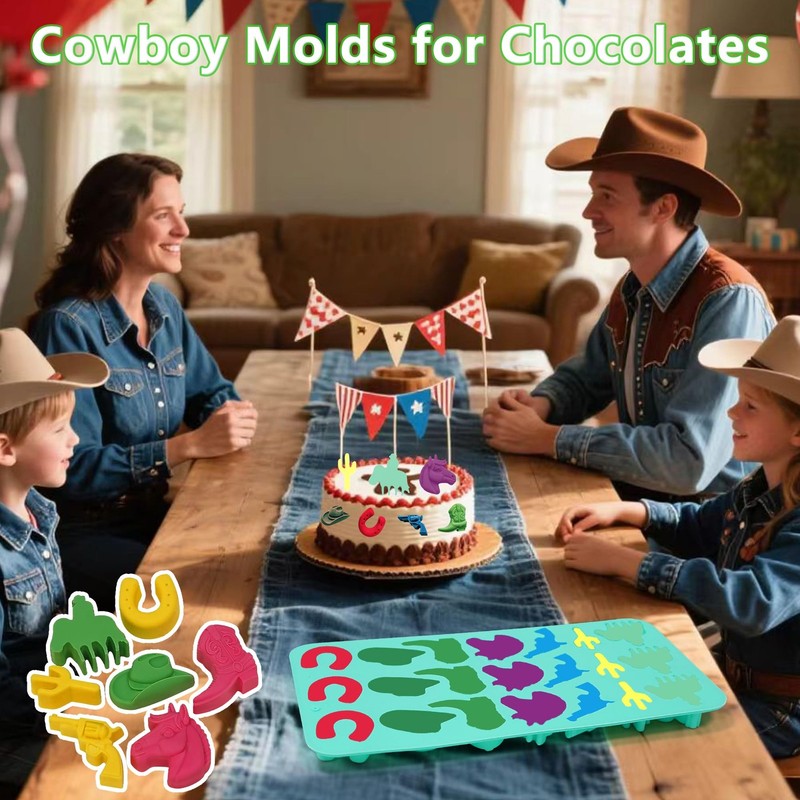 Cowboy Chocolate Molds, Western Themed Silicone Chocolate Molds with Cowboy H... gallery