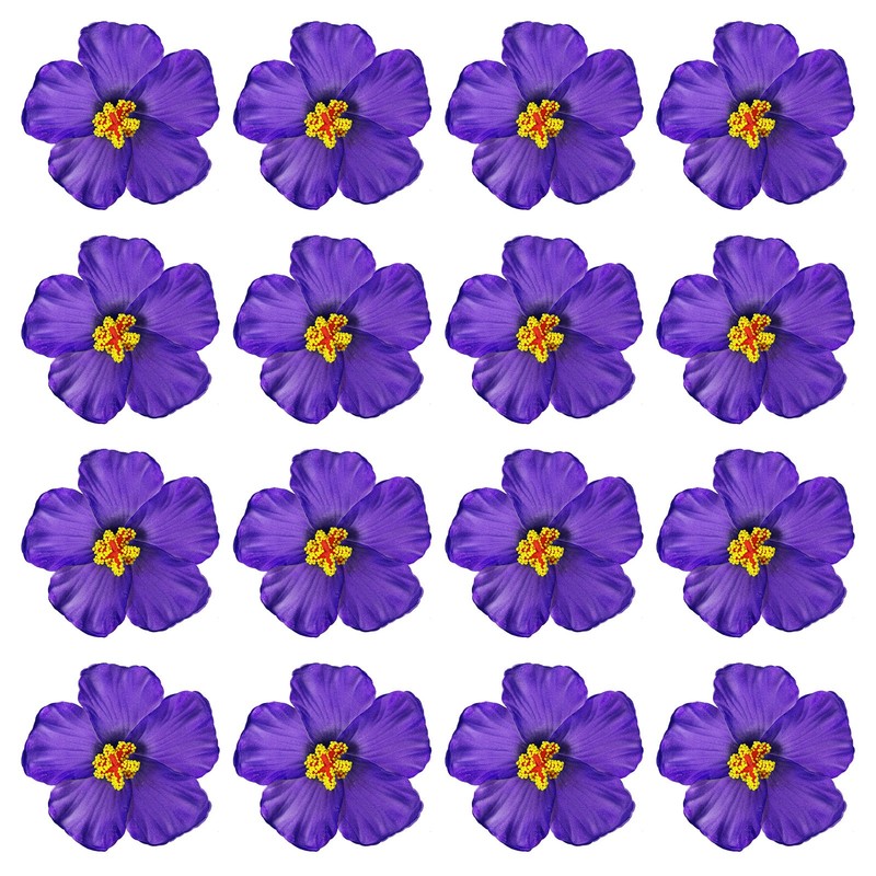 16Pcs Hawaiian Hibiscus Flowers Foam Artificial Flowers Hair Clip Violet