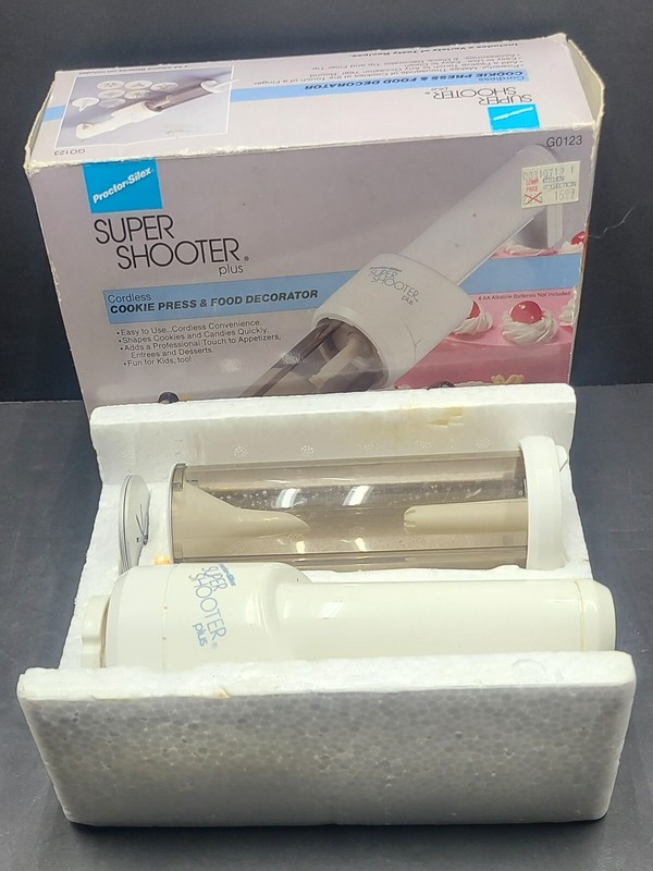 Proctor Silex Super Shooter Plus Cordless Cookie Press & Food Decorator 5 Discs gallery