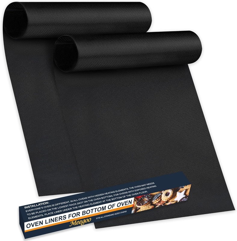 Meegoo Oven Liners for Bottom of Oven, 2 Pack Large Thick Heavy 2 Pack, Black