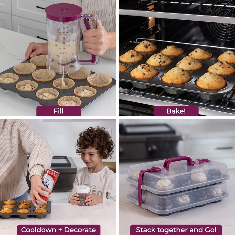Cupcake Carrier For 24 Cupcakes Innovative Cupcake Holder Includes 2 Cupcake Pan gallery