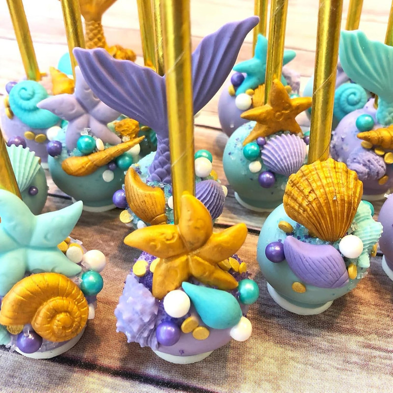 Marine Theme Fondant Molds 4 Pcs, Mermaid Tail Seashell Conch Starfish Baking Ch gallery