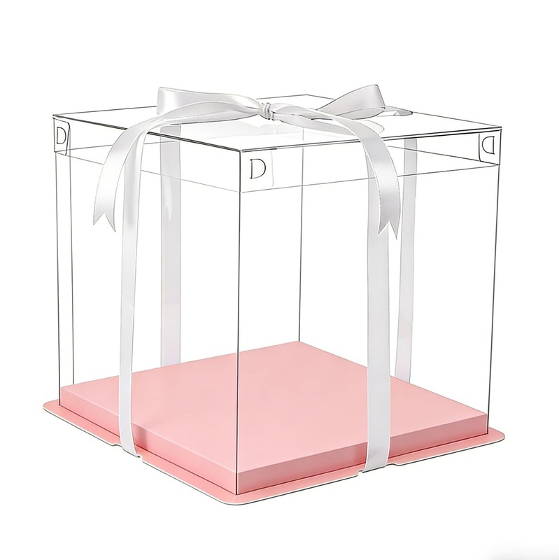 Clear Cake with Ribbon, 12x12x10 Inch, Tall Cake Boxes for Large 10″ and 12″ …