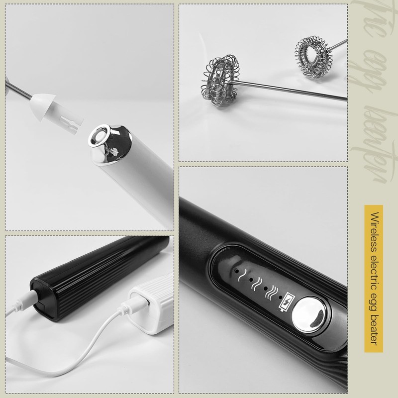 Milk Frother Hand Mixer, Rechargeable Whisk, Cordless Handheld Foam Stirrer w... gallery