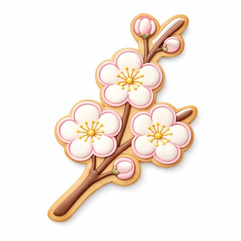 Floral Plum Blossom Branch Lunar New Year Cookie Cutter & Stamp, Fondant, Clay - gallery