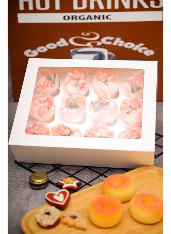 Auto-pop Up Cupcake Boxes with Window White 20PCS 12 Count Cupcake Box 13"x10... gallery