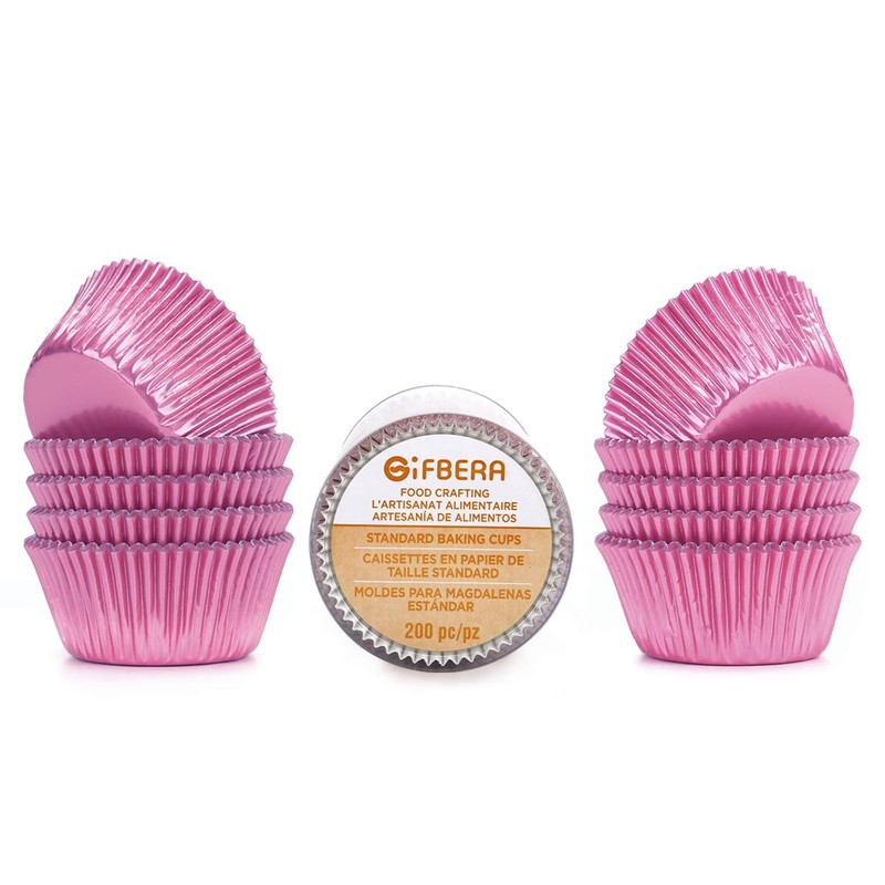 200 Count Pink Foil Cupcake Liners, Standard Baking Cups, Wrappers, Muffin Tin gallery