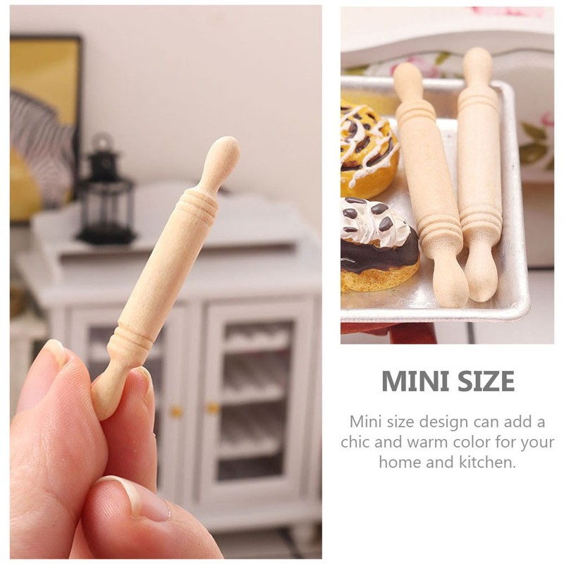 30Pcs Wood Miniature Rolling Pin Small Dough Rolling Pin Kids Pretend Play Toys gallery