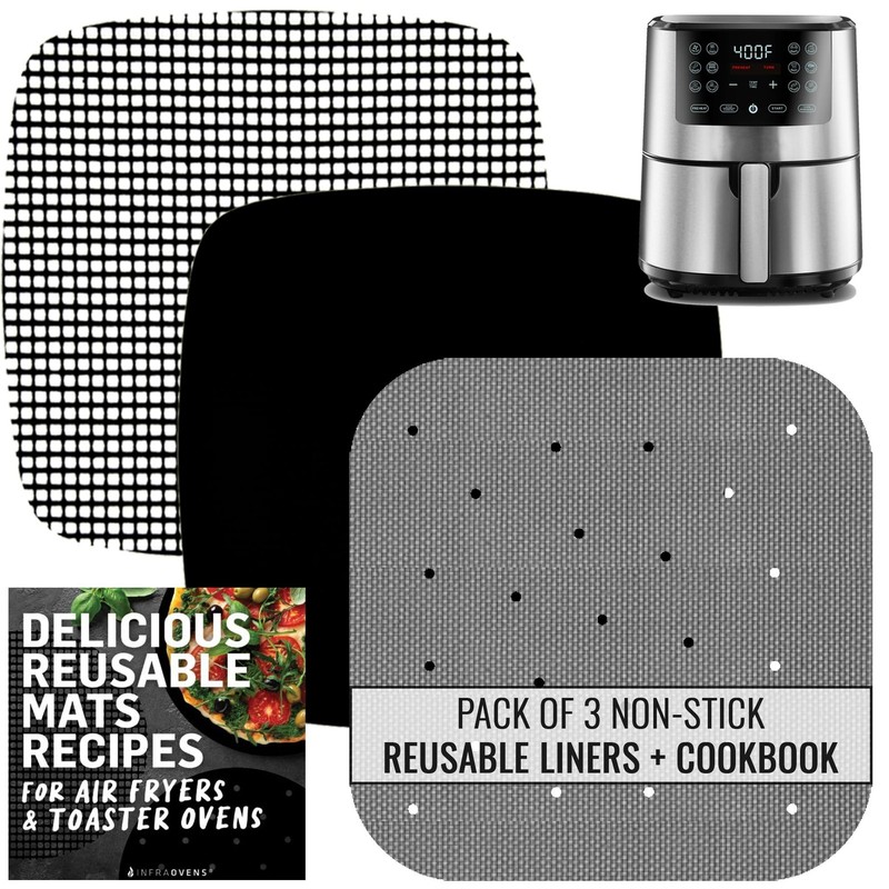 Reusable Mats Air Fryer Liners Reusable for Ultrean, Cosori, Non-Stick Sheets…