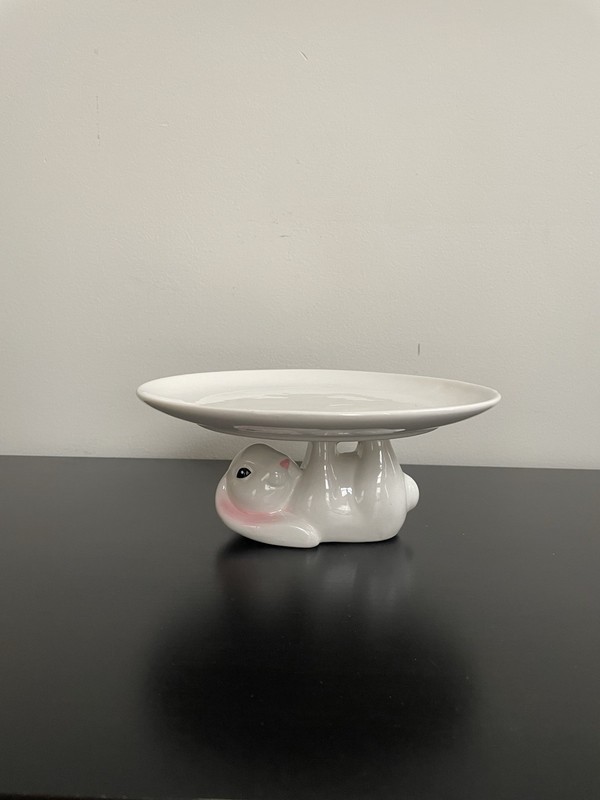 Lakeside Ceramic Easter Bunny Cake Stand 8” D