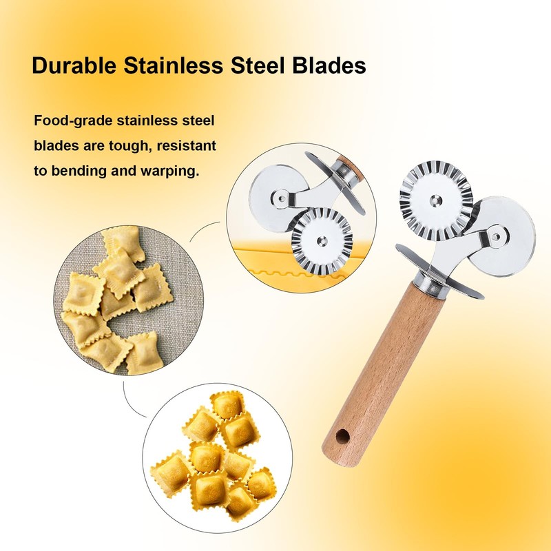 Pastry Double Cutter Wheel,2 Pack Pasta Cutter Wheel,Dual-Head Baking Tool fo... gallery