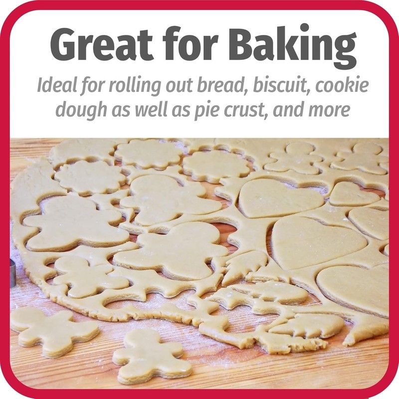Durable 17.75" Wooden Rolling Pin with Easy Roll Bearings for Perfect Pastries gallery