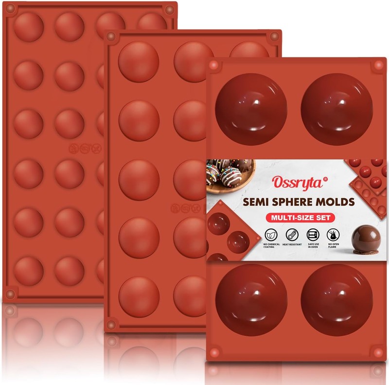 3Pcs Semi-Sphere Silicone Molds – Half Sphere Baking Mold Set for Chocolate