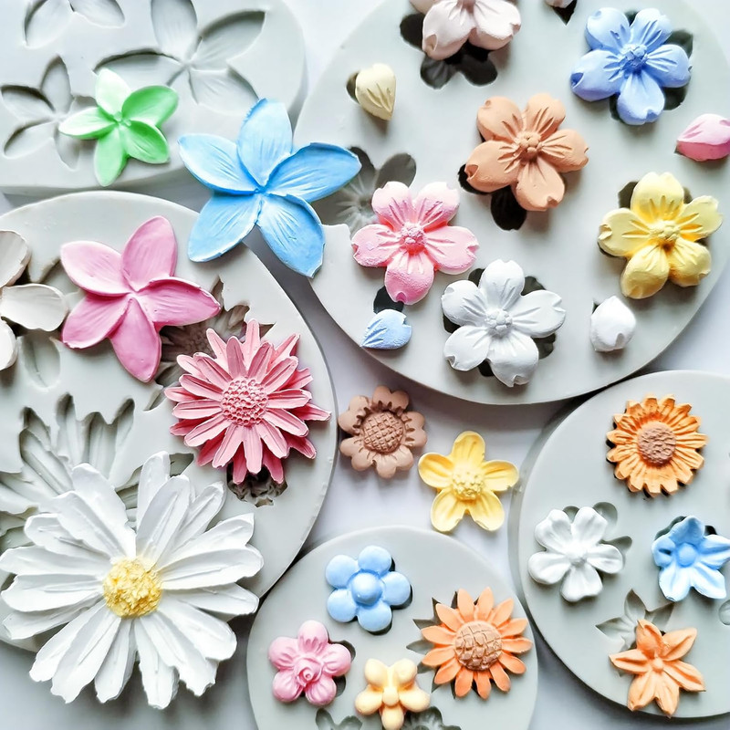 5PCS Flower Silicone Molds, Daisy Flower Fondant Chocolate Jelly Cake Decoration gallery