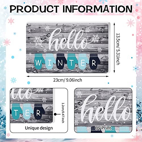 Hello Wood Sign for Home Farmhouse Decor 9 x 5.3 Inch Table Centerpiece Winter gallery