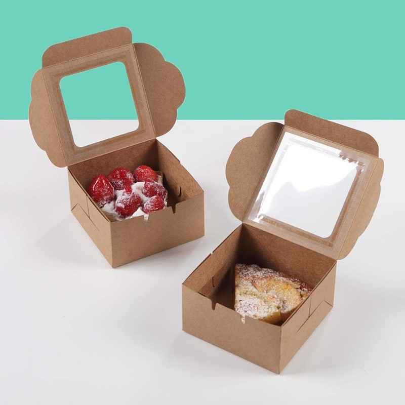 Bubbley Kraft Paper Bakery Boxes - 25-Pack Single Pastry Box 4-Inch, Packaging gallery