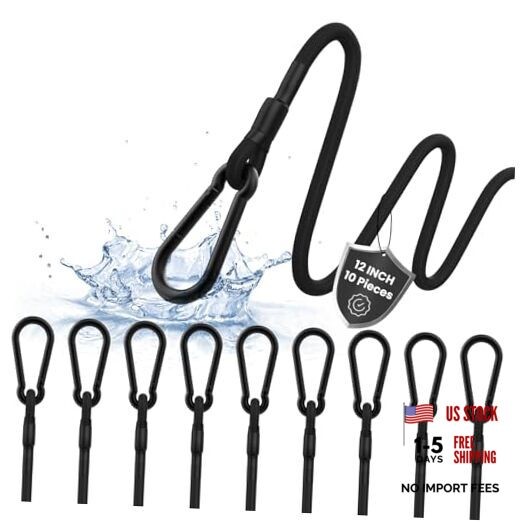 10 Pack Mini Bungee Cords with Carabiner Hooks Length Bungie Straps for 12 Inch
