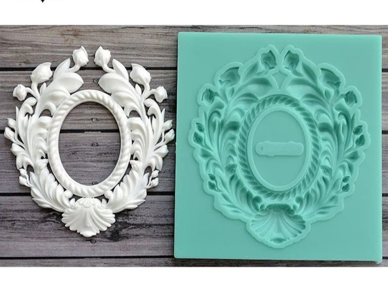 Sugarcraft Frame Silicone Mold Baroque Scroll Curlicues Vintage Fondant Mould