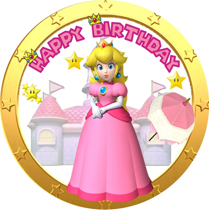 Cake Topper Image on sugar paper ( Princes Peach ) 8 inches round.