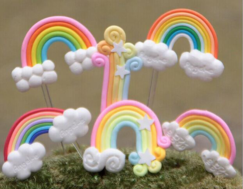 Polymar Clay Rainbow Cake Toppers Set Of 5 1-1/2" - 2-1/2" gallery
