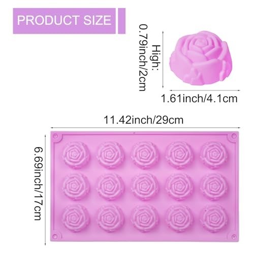 4pcs Rose Silicone Molds, 15 Cavity Flower Cake & Candy Molds for Baking, Jello, gallery