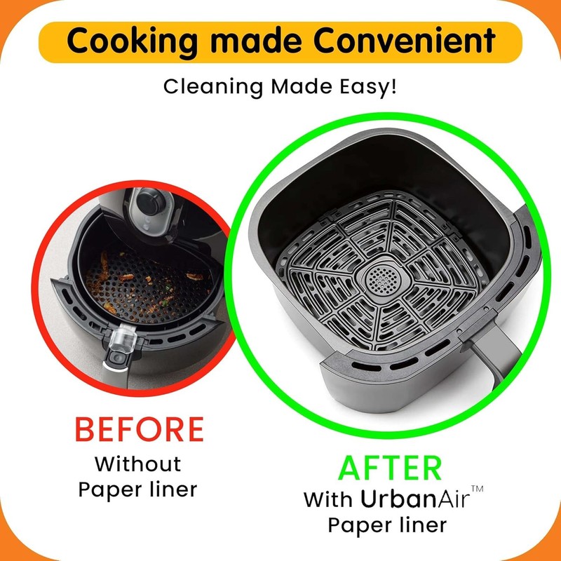 UrbanAir 6.5-Inch Square Air Fryer Paper Liners 125pcs for Easy Cleanup - gallery