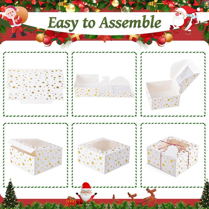 32Pcs 4x4x2.5 in Christmas Cookie Boxes with Window, White Bakery Boxes for C... gallery