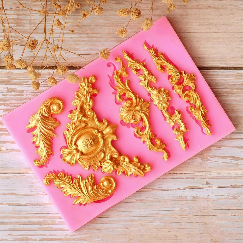 3PCS Baroque Scroll Silicone Fondant Molds for Cake Decorating, Cupcakes, Candle gallery