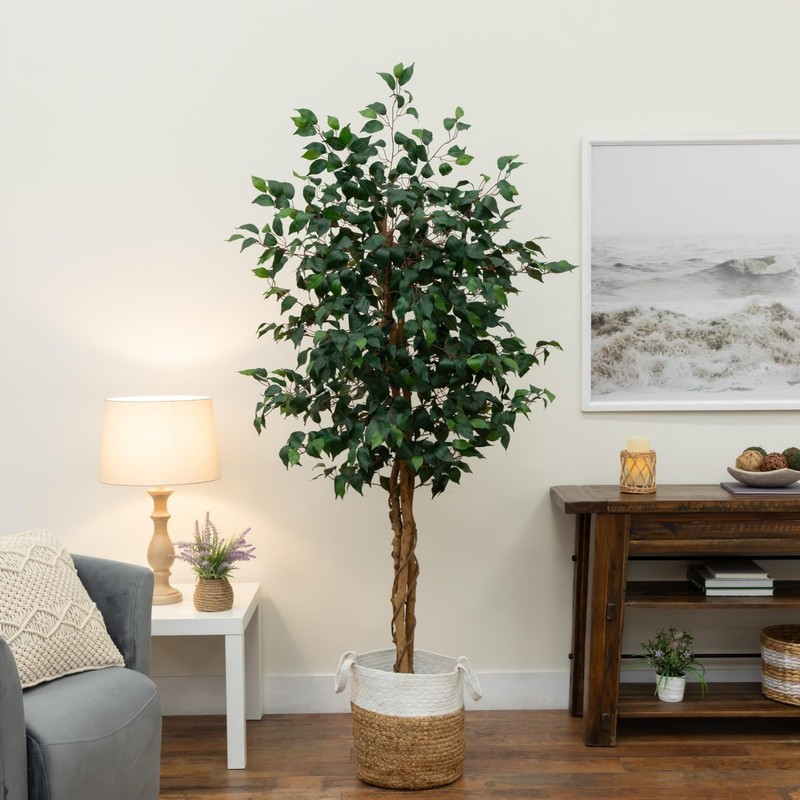 Nearly Natural 6Ft. Triple Trunk Ficus Artificial Tree Natural Trunks In gallery