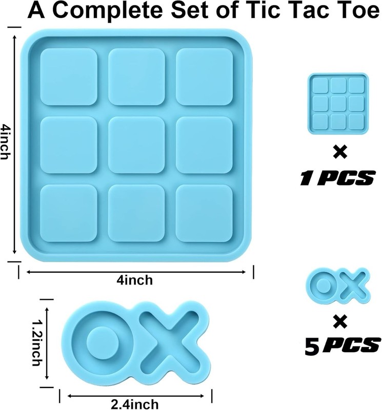 Versatile Silicone Tic Tac Toe Mold with Chess Pieces - Perfect for Craft Lovers gallery