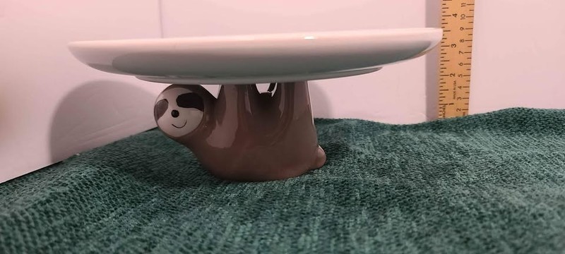 🦥 WHIMSICAL SLOTH PLATE SIXDROP CUPCAKE STAND PASTRIES FRUITS SLOTH DECOR [T41] gallery