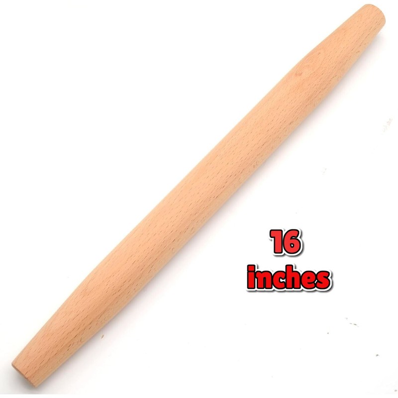 16 Inch French Rolling Pin Beech Wood for Baking, Pastry, Dough, Pizza, Bread