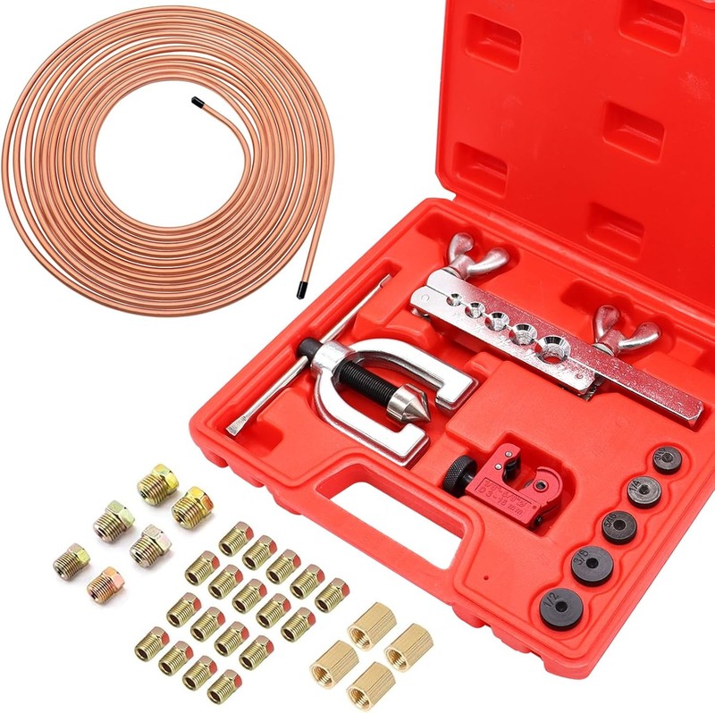 25 ft 3/16inch Copper Coated Brake Line Kit(Includes 24 Fittings and 4 Unions) w