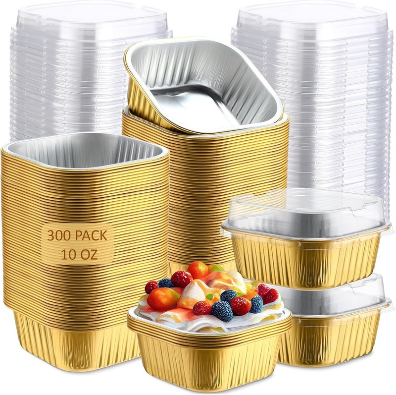Disposable Mini Cake Pans 300 Pack 10 oz Aluminum Silver
