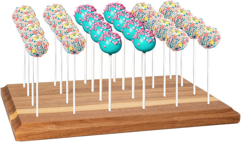 Acacia Wood Cake Pop Holder Stand for Drying 24 Holes Wooden Lollipop Display St
