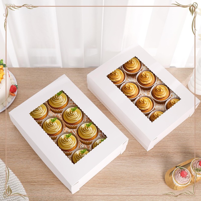 12pcs 14x10x4in Cake Boxes White Bakery Box Quarter Sheet Cake boxs with Wind... gallery