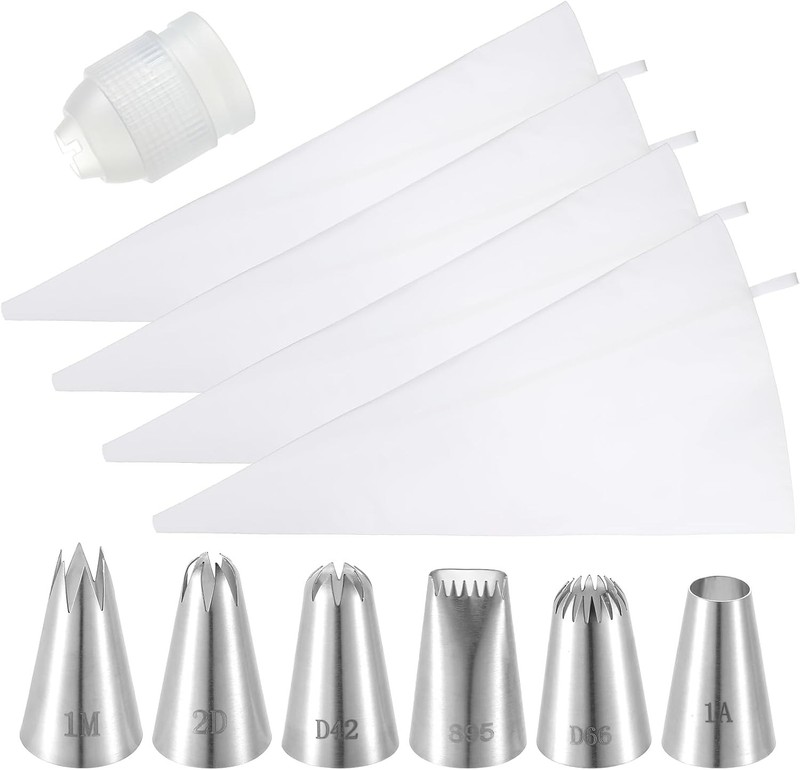 4 Pcs 24 inch Reusable Piping Bags and Tips Set 11Pcs Cotton Pastry Bags Kit