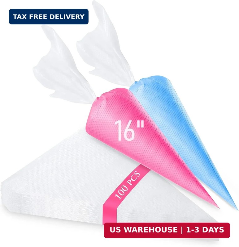 Tamodan Piping Bags 100PCS & 16 Inches Tipless Piping Bags, Extra Thick Pastry B