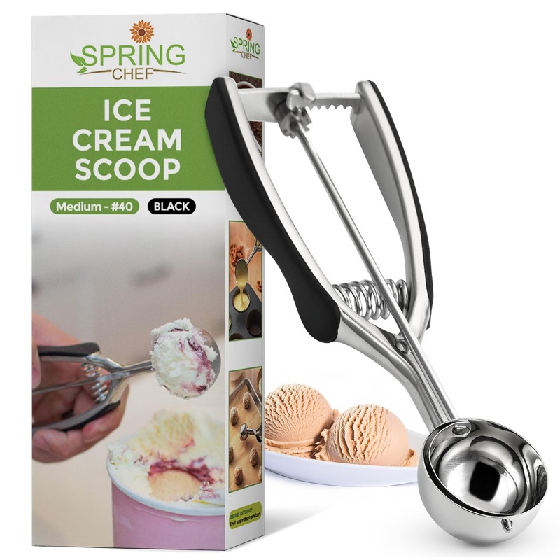 Spring Chef Medium #40 Stainless Steel Cookie - - 1.7 Tbsp, Black