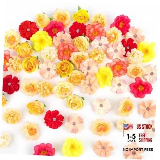 Fake Flower Heads Mini Silk Flowrs Bulk Small Flower 3D Loose Faux Orange