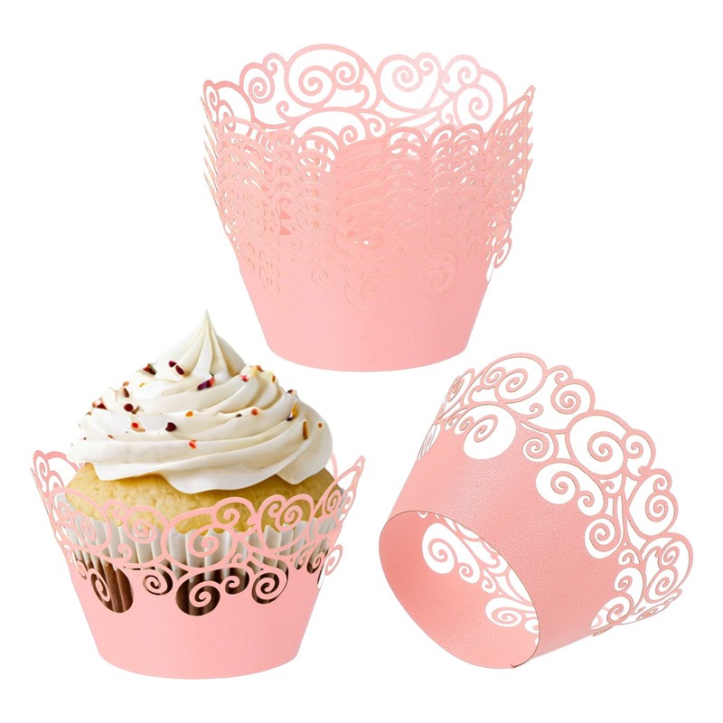 Cupcake Wrappers Paper, 50 Pack Baking Cups Standard Cloud Decor, Pink
