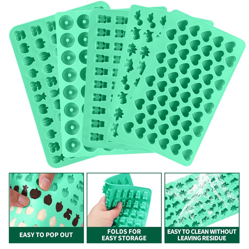 Silicone Gummy Molds Set of 5, Candy Molds Silicone with 2 Droppers gallery