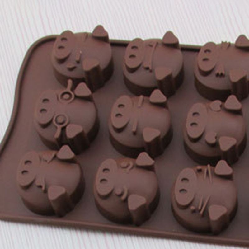 15 Holes Funny Pig Shaped Silicone Soap Candy Fondant Chocolate Mould Cookies Ca gallery